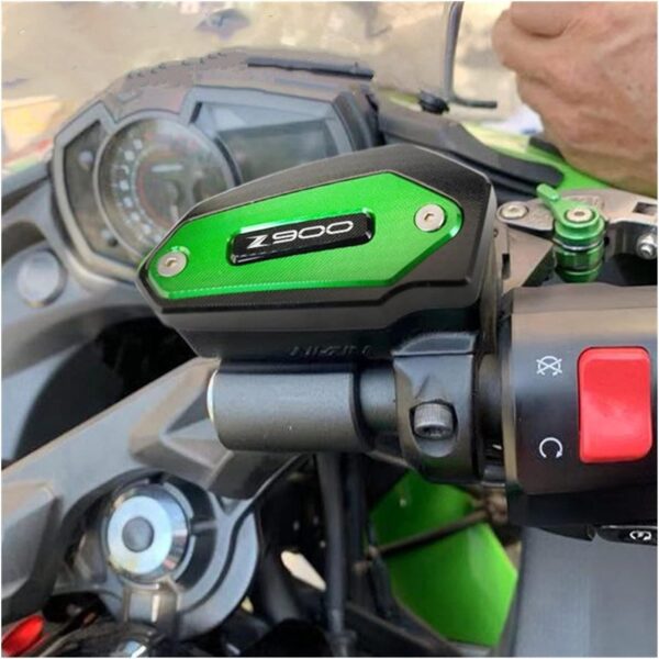 CNC Front And Rear Brake Fluid Cylinder Master Reservoir Cover Cap With Z Logo For Kawasaki Z900 (Green) - Image 5
