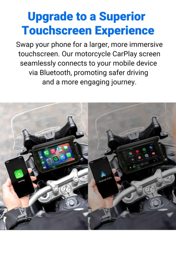 Motorcycle Universal IP67 Waterproof 5 inch Touch Screen Wireless CarPlay & Android Auto Display for Motorcycle - Image 7