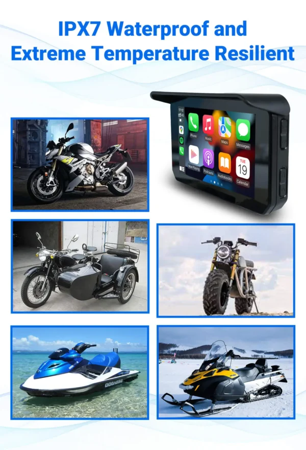 Motorcycle Universal IP67 Waterproof 5 inch Touch Screen Wireless CarPlay & Android Auto Display for Motorcycle - Image 8