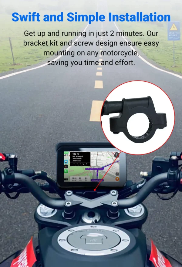 Motorcycle Universal IP67 Waterproof 5 inch Touch Screen Wireless CarPlay & Android Auto Display for Motorcycle - Image 9