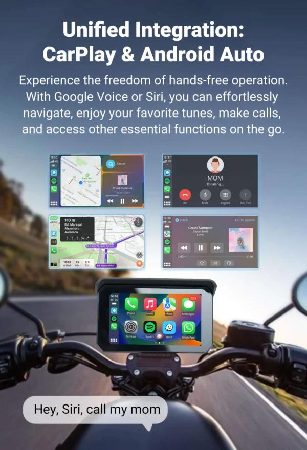 Motorcycle Universal IP67 Waterproof 5 inch Touch Screen Wireless CarPlay & Android Auto Display for Motorcycle - Image 10